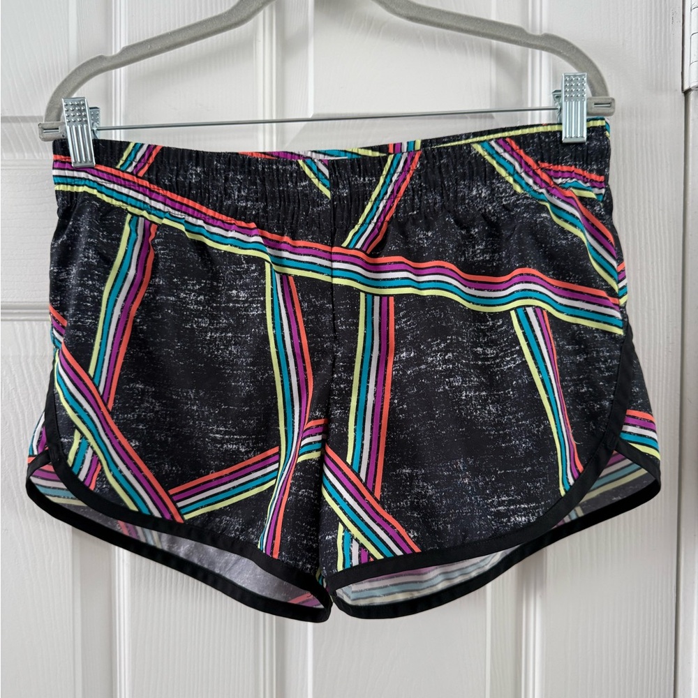 Danskin Now Black Shorts with Colorful Stripes